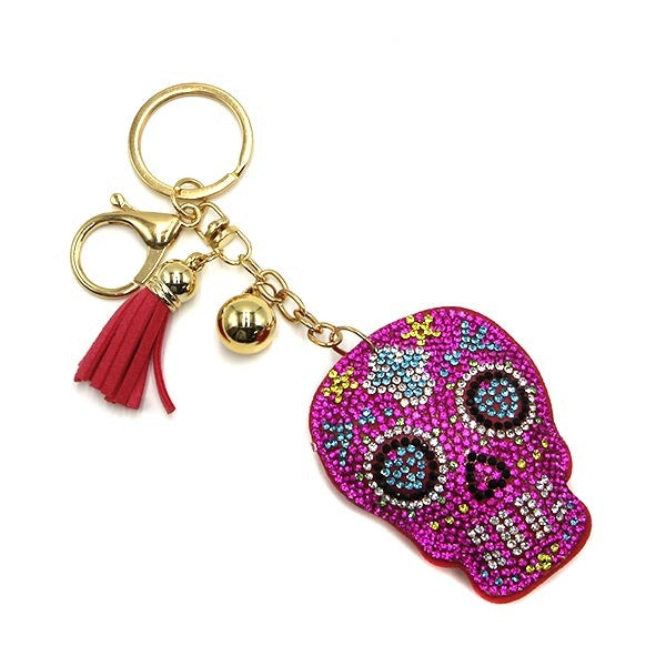 CRYSTAL SKULL KEY CHAIN-HOT PINK - Kingfisher Road - Online Boutique