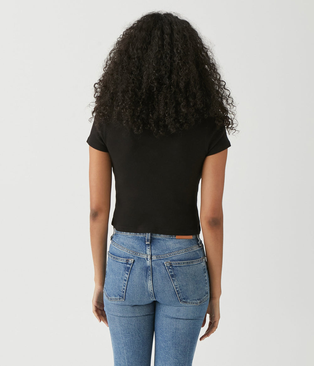 MIMI CROPPED TEE-BLACK - Kingfisher Road - Online Boutique