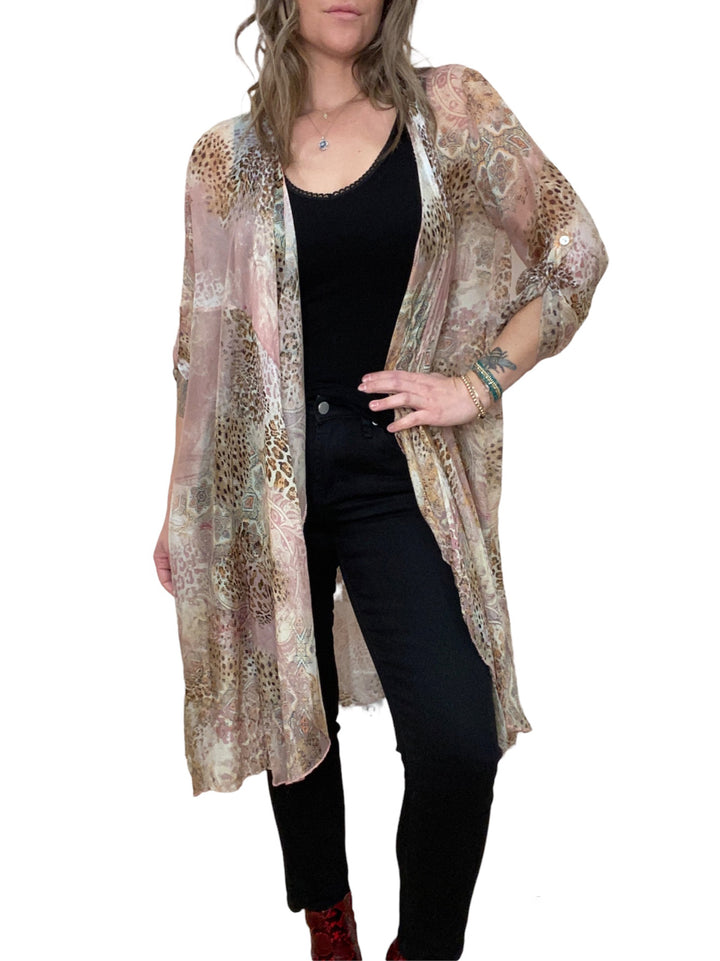 PINK SILK ANIMAL PRINT DUSTER - Kingfisher Road - Online Boutique