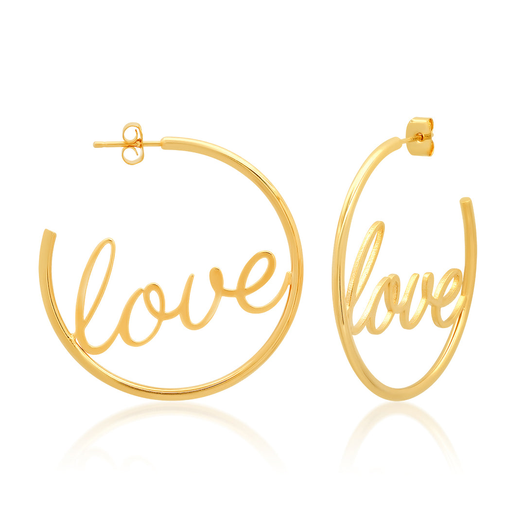 "LOVE" SCRIPT HOOPS - Kingfisher Road - Online Boutique