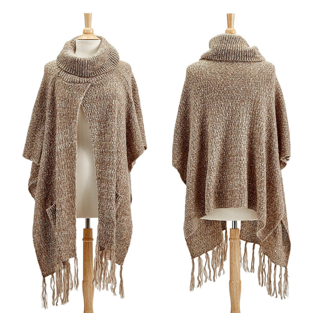 TURTLENECK PONCHO WITH POCKETS - Kingfisher Road - Online Boutique