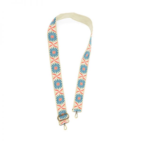 DAISY EMBROIDERED GUITAR STRAP-TURQUOISE - Kingfisher Road - Online Boutique