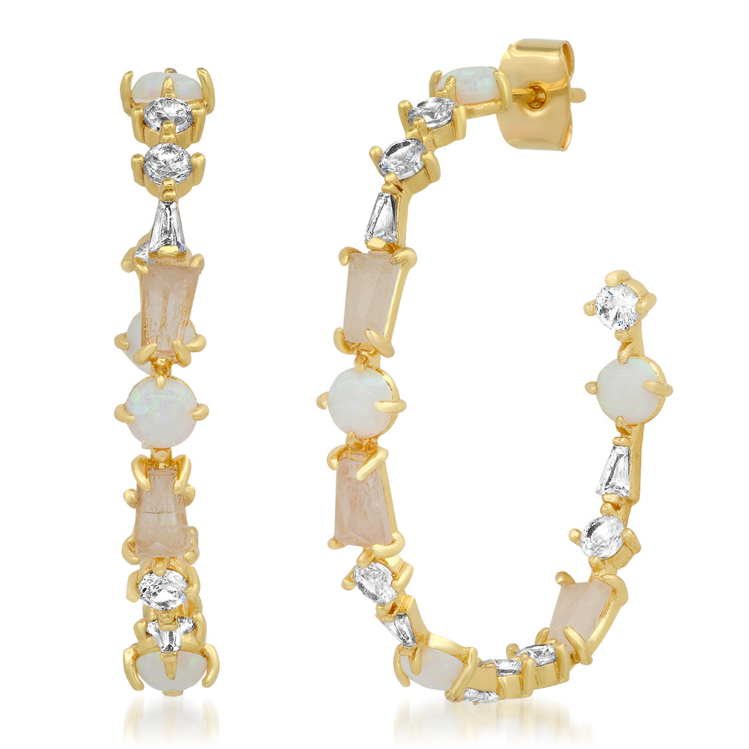 NEUTRAL MIXED STONE HOOPS-GOLD - Kingfisher Road - Online Boutique