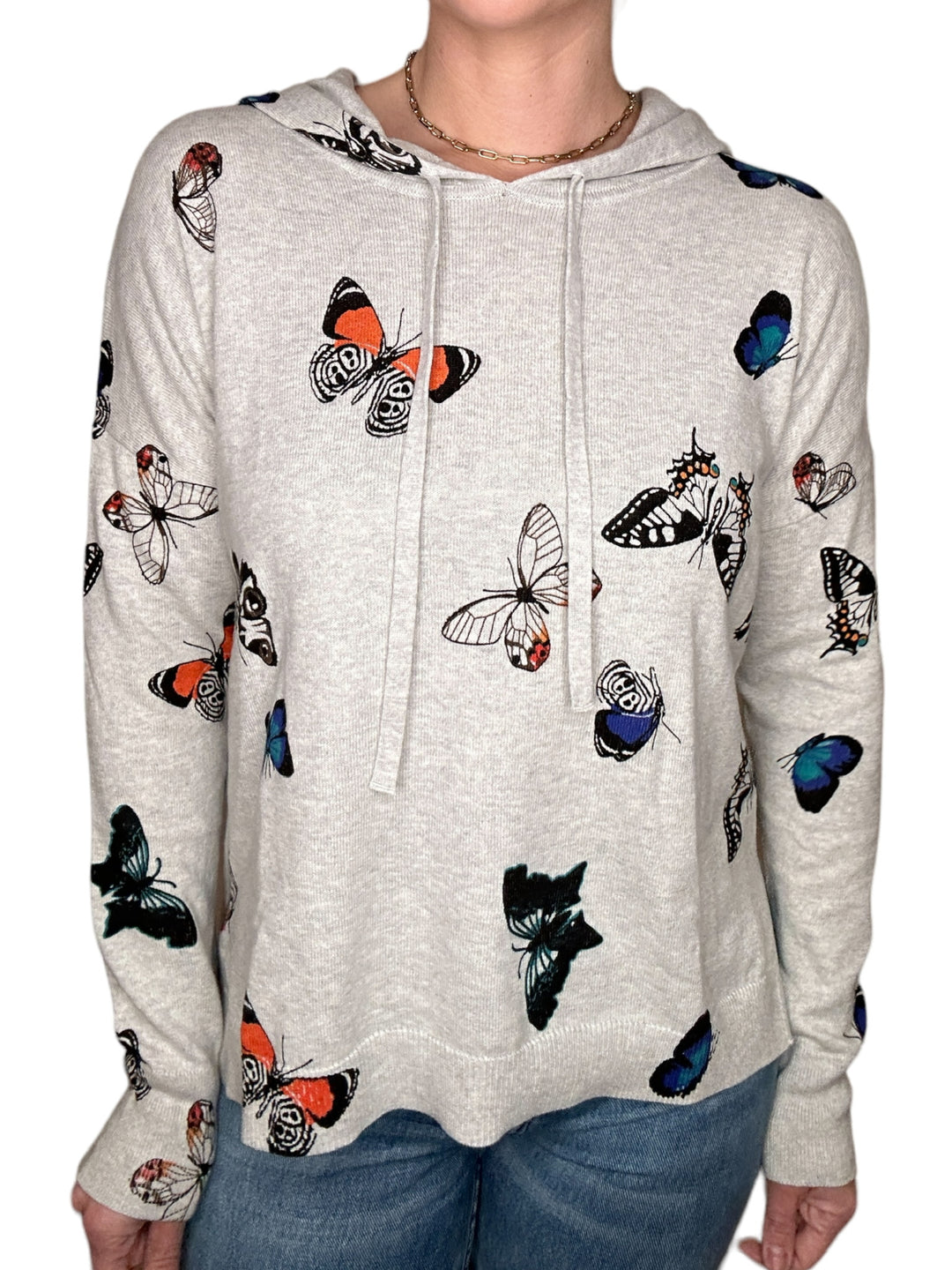 BUTTERFLY HOODIE SWEATER - SILVER - Kingfisher Road - Online Boutique