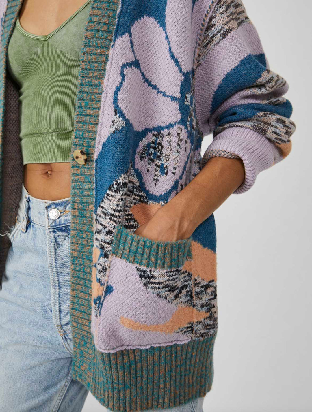 AUGUST CARDIGAN - ORCHID TEAL COMBO