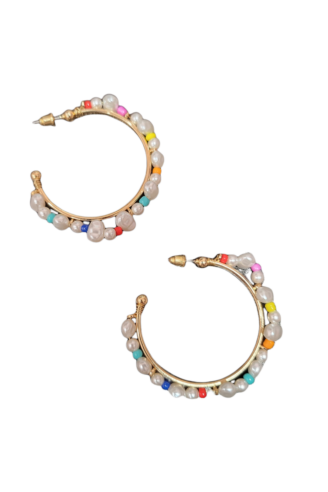 PEARL/MULTI-CRYSTAL WIRE HOOPS - Kingfisher Road - Online Boutique