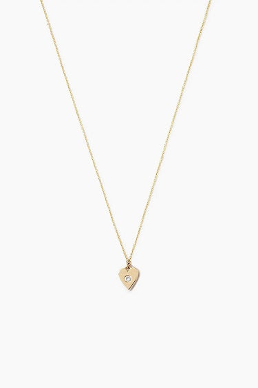 14k GOLD HEART WITH DIAMOND INLAY NECKLACE - Kingfisher Road - Online Boutique