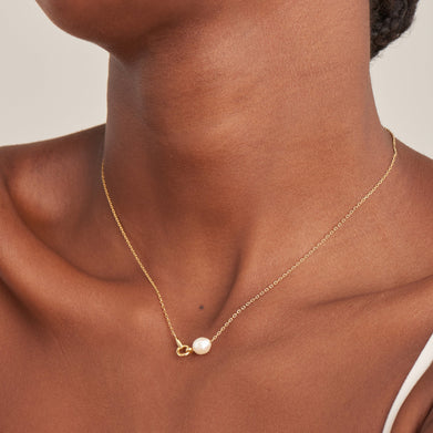 PEARL LINK CHAIN NECKLACE-GOLD - Kingfisher Road - Online Boutique
