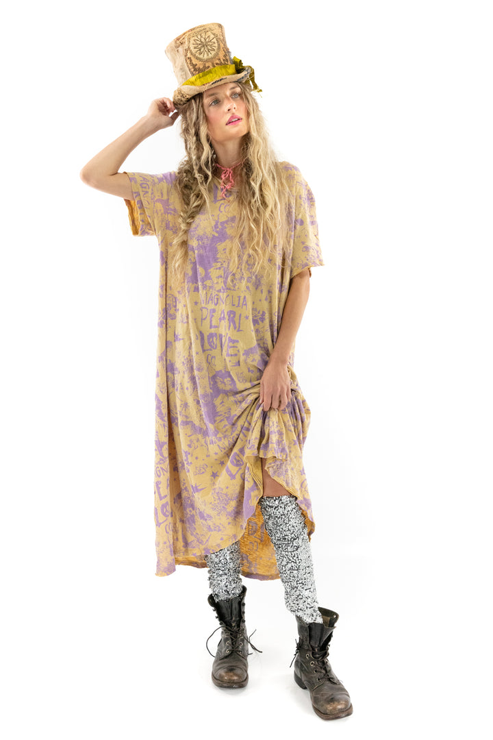 MP LOVE CO. UNICAT TEE DRESS - MARIGOLD/LILAC - Kingfisher Road - Online Boutique