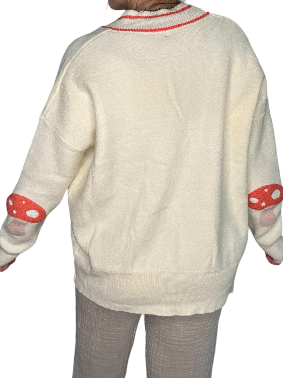 CREAM MUSHROOM BUTTON UP CARDIGAN - Kingfisher Road - Online Boutique