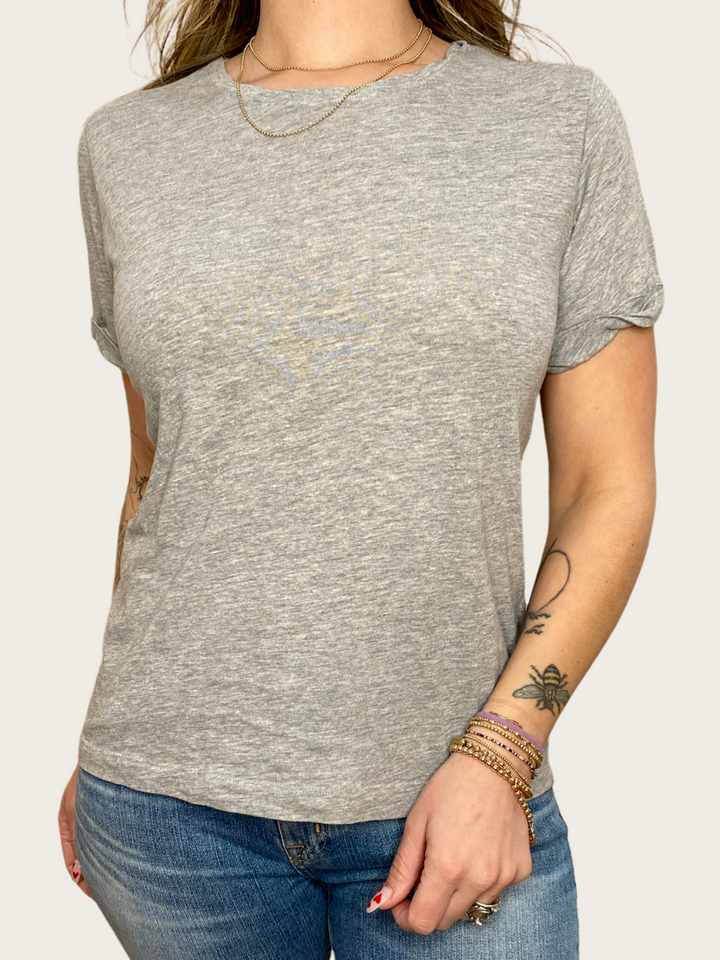 SLOAN ROLLED SLEEVE TEE - HEATHER GREY - Kingfisher Road - Online Boutique