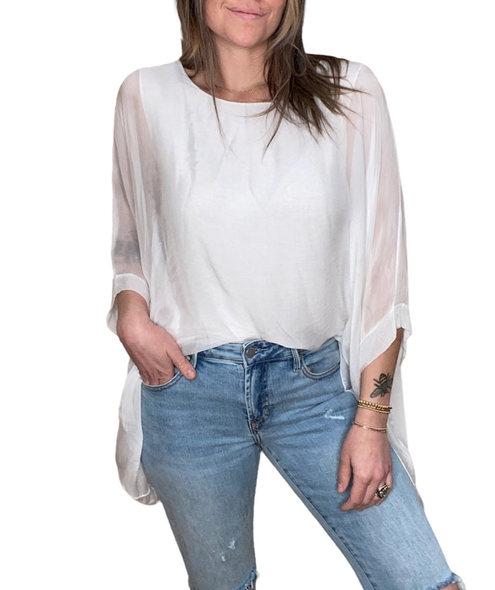 WHITE CLASSIC SILK TOP - Kingfisher Road - Online Boutique