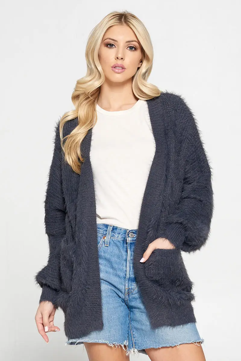 CHARCOAL SOFT KNIT CARDIGAN - Kingfisher Road - Online Boutique