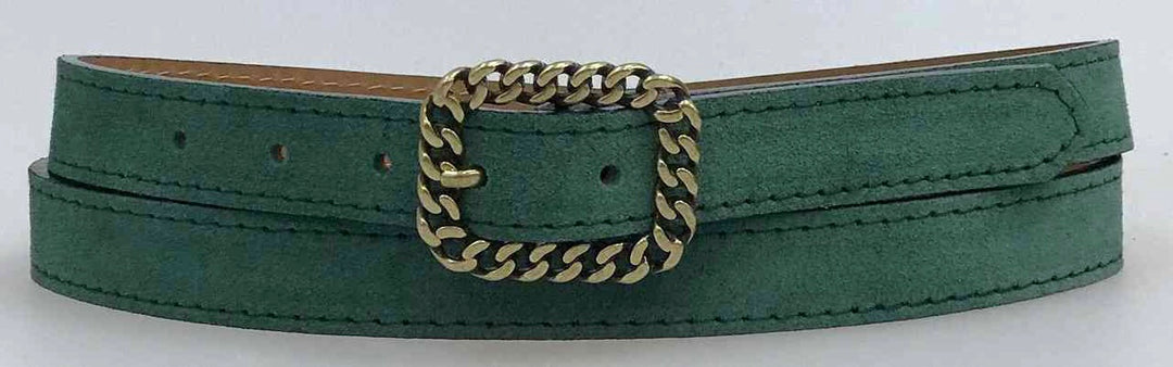 CHAIN LINK BUCKLE SUEDE BELT - TEAL - Kingfisher Road - Online Boutique