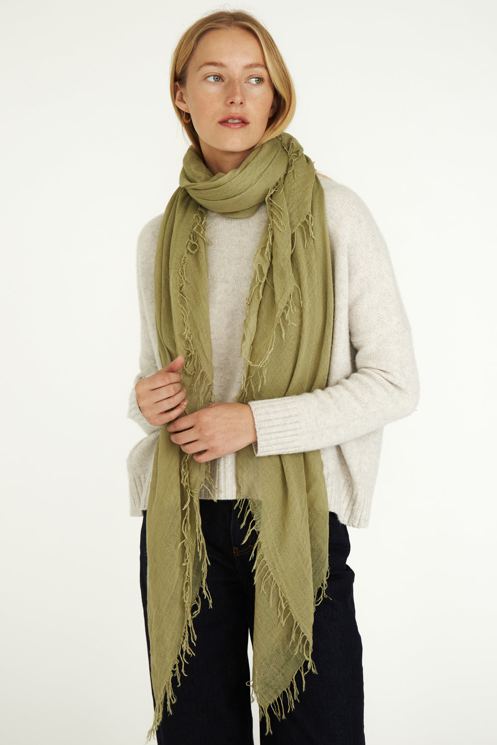 CASHMERE SILK SCARF - SAGE - Kingfisher Road - Online Boutique