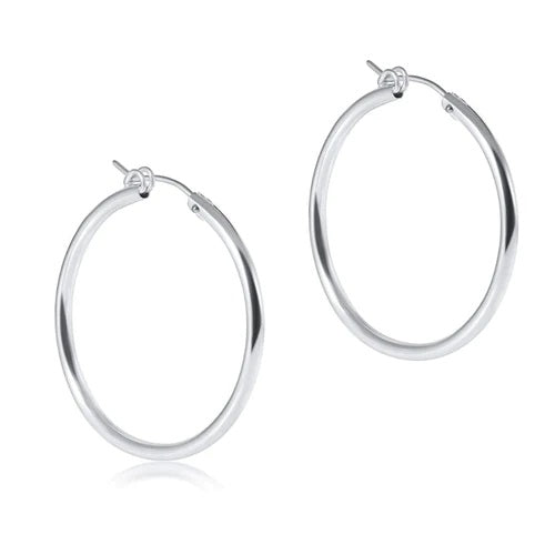 1.25" ROUND SMOOTH STERLING HOOPS - Kingfisher Road - Online Boutique