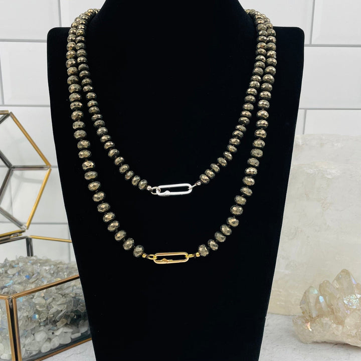20" PYRITE CANDY NECKLACE W/ LOBSTER CLASP-GOLD