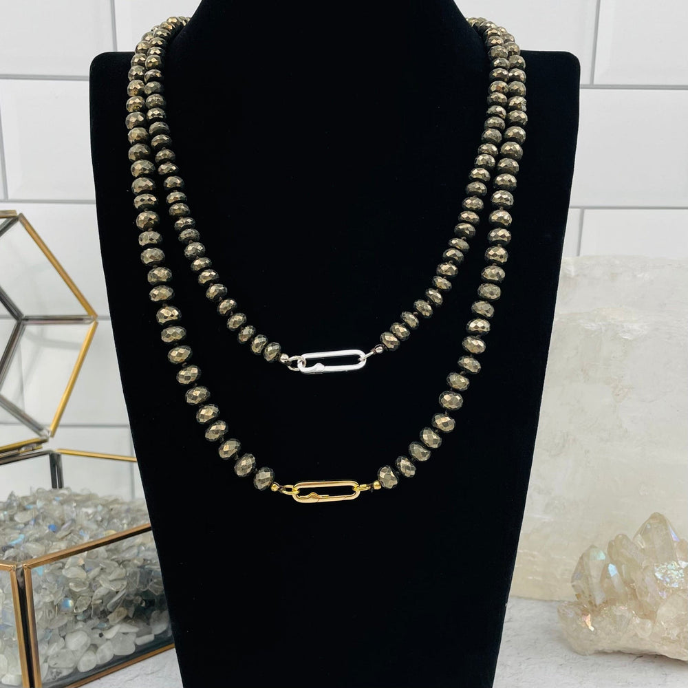 20" PYRITE CANDY NECKLACE W/ LOBSTER CLASP-SILVER - Kingfisher Road - Online Boutique