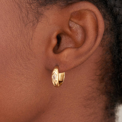 SPARKLE DOME HOOP EARRINGS-GOLD - Kingfisher Road - Online Boutique