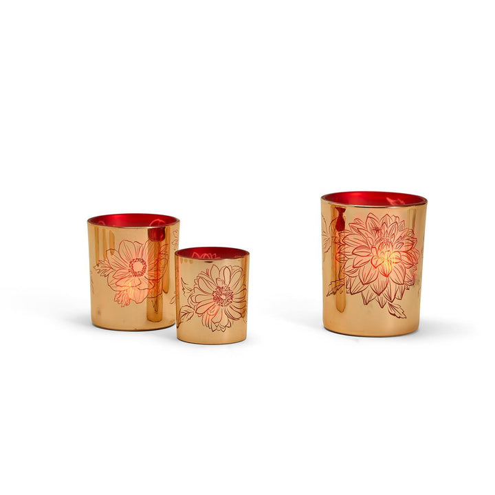 GOLD FLORAL CANDLE HOLDERS-MD - Kingfisher Road - Online Boutique
