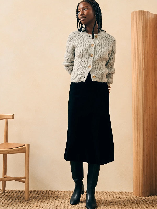 STRETCH SILK VELVET INA SLIP SKIRT-BLACK - Kingfisher Road - Online Boutique