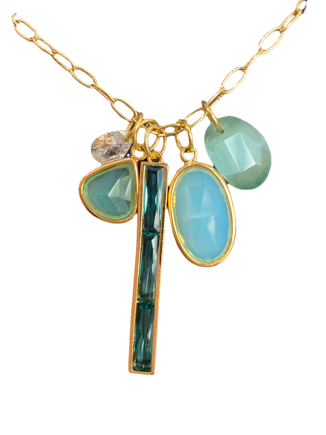 GREEN MULTI-CHARM NECKLACE-GOLD