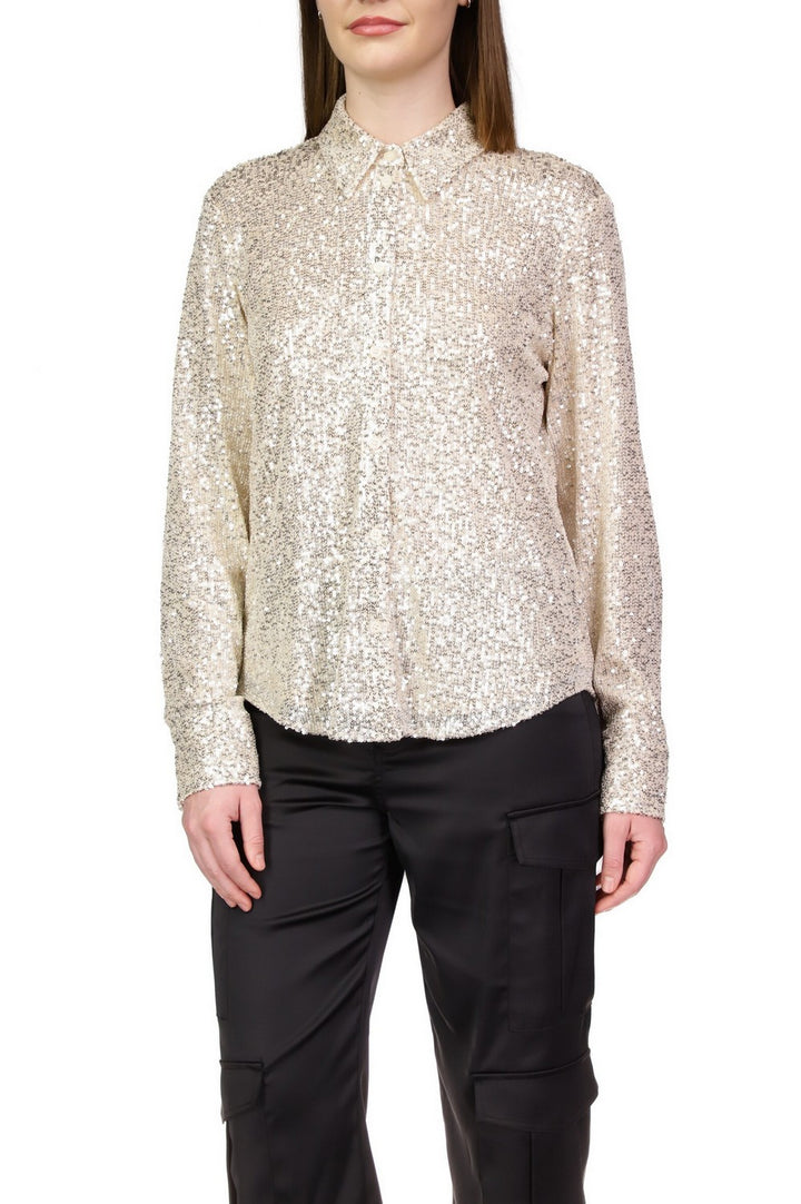 RADIANT SEQUIN SHIRT - CHAMPAGNE - Kingfisher Road - Online Boutique