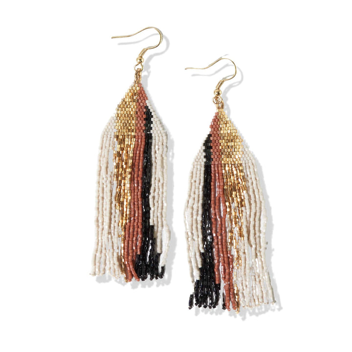 LUXE FRINGE EARRING-IVORY BLACK RUST GOLD - Kingfisher Road - Online Boutique