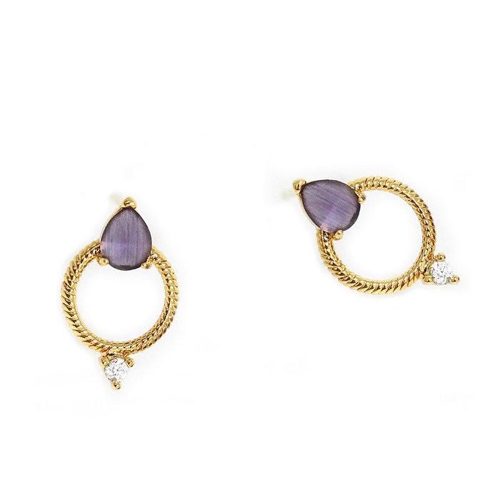 SNAKE CHAIN GLASS/CZ  POST EARRING - Kingfisher Road - Online Boutique