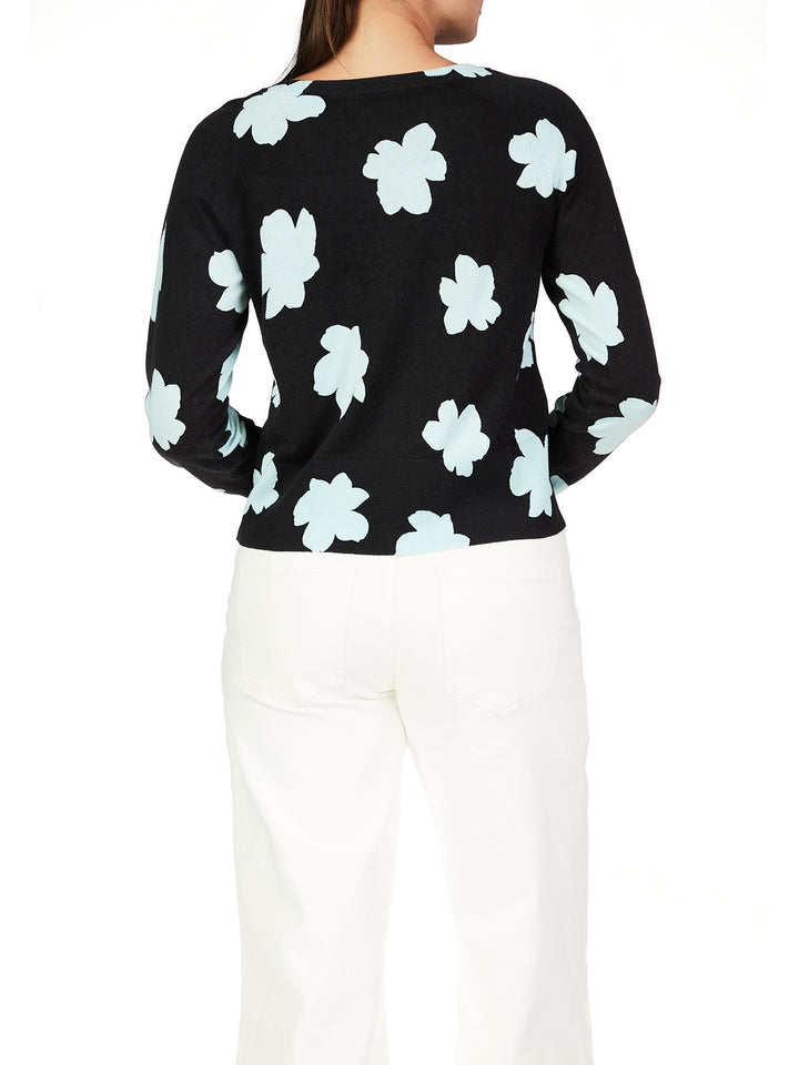 ALL DAY LONG SWEATER-AQUA FLOWER POP - Kingfisher Road - Online Boutique