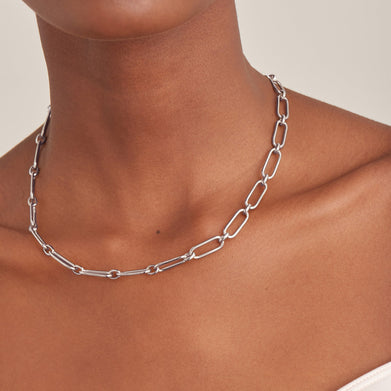 CABLE CONNECT CHUNKY CHAIN NECKLACE-SILVER - Kingfisher Road - Online Boutique