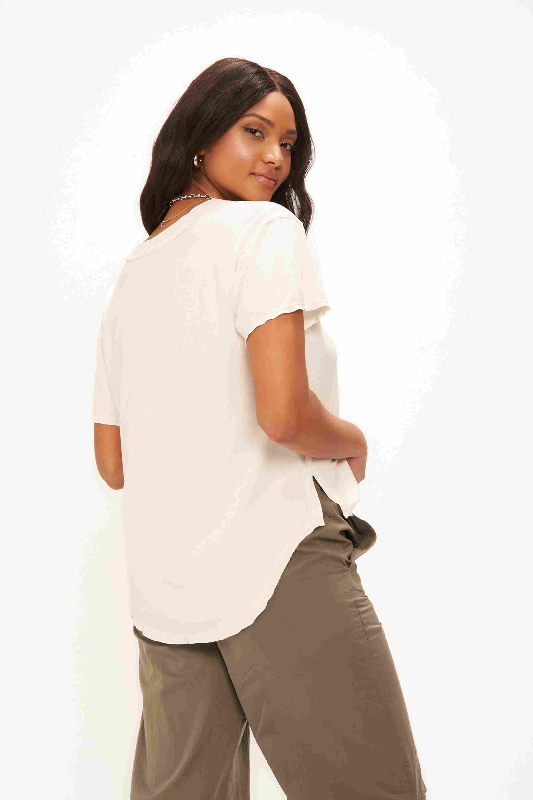 JADE SCOOP NECK WASHED TEE - MW VINTAGE WHITE - Kingfisher Road - Online Boutique