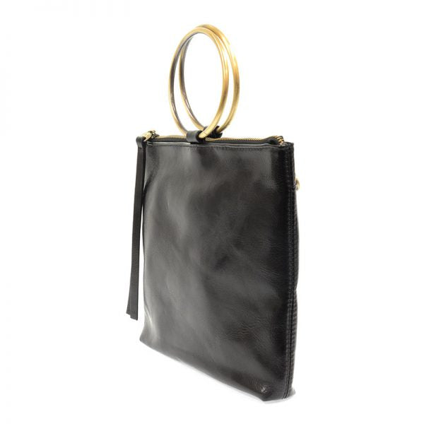 AMELIA RING TOTE BAG GOLD HANDLE-BLACK - Kingfisher Road - Online Boutique