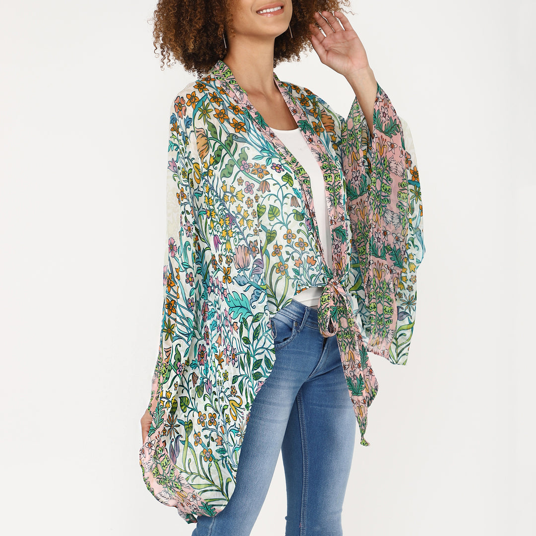 TIE FRONT SHORT KIMONO - GREEN - Kingfisher Road - Online Boutique