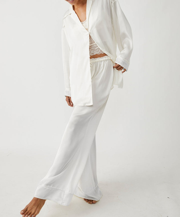 DREAMY DAYS SOLID PAJAMA SET - IVORY - Kingfisher Road - Online Boutique