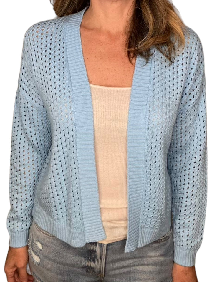 CROPPED OPEN CARDIGAN-SKY BLUE - Kingfisher Road - Online Boutique