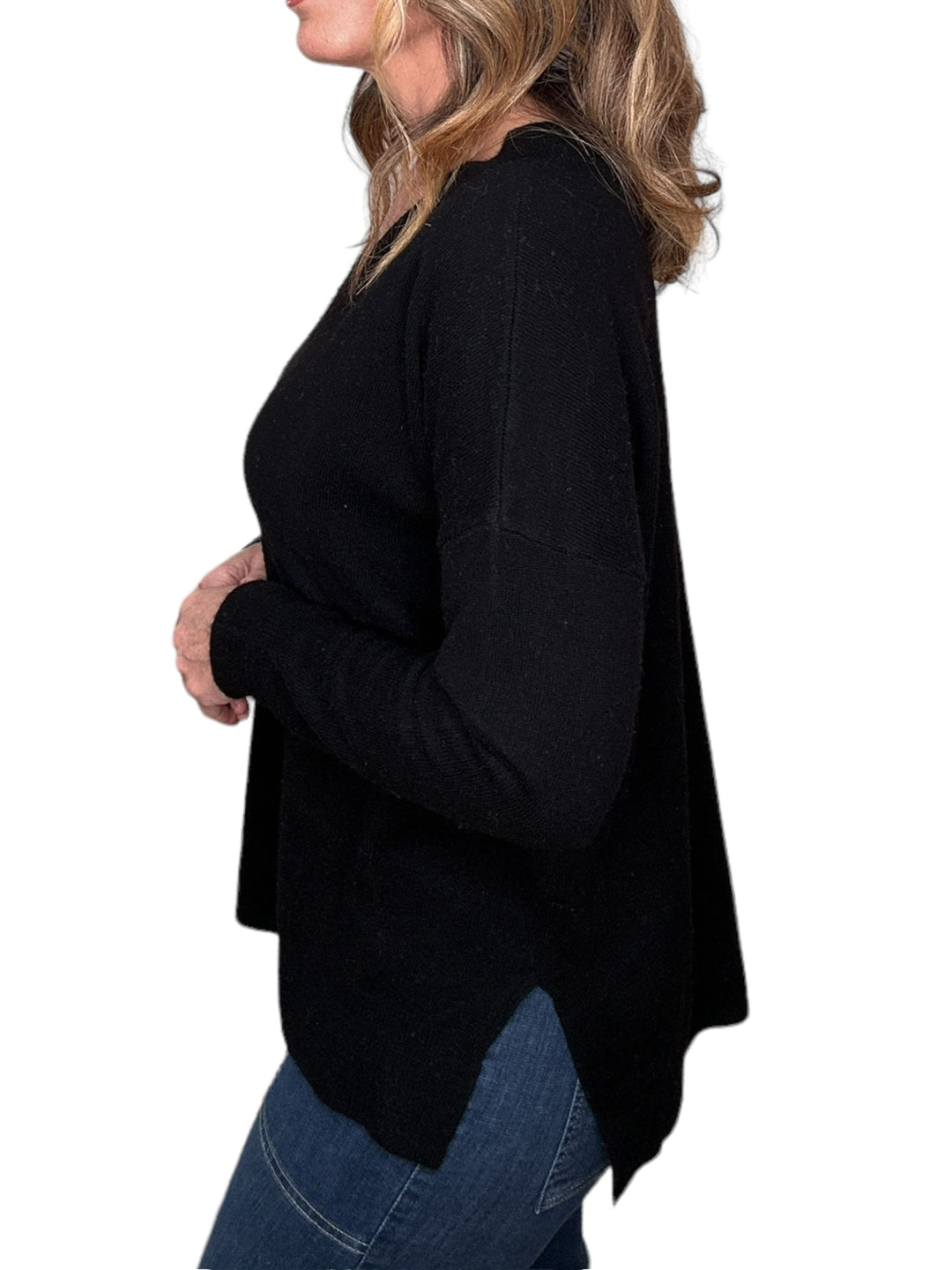 MARINA DOUBLE V SWEATER - BLACK - Kingfisher Road - Online Boutique