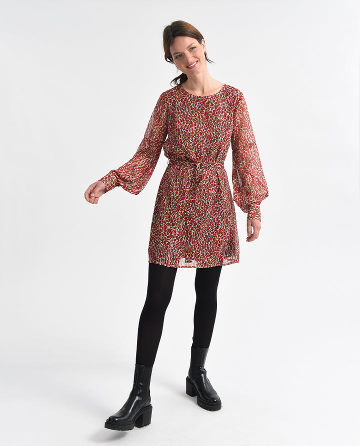 FLARE DRESS BELTED - PINK CHELSEA - Kingfisher Road - Online Boutique