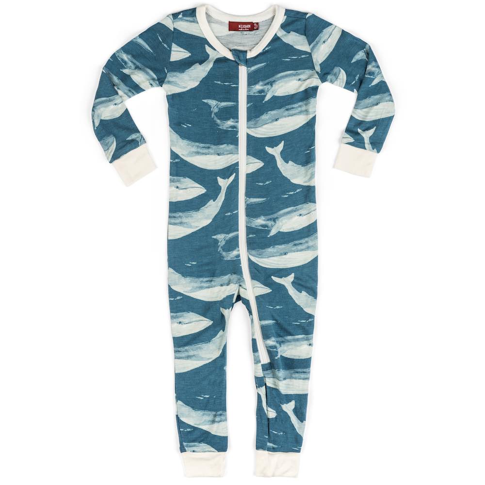 BLUE WHALE BAMBOO ZIPPER PAJAMAS - Kingfisher Road - Online Boutique
