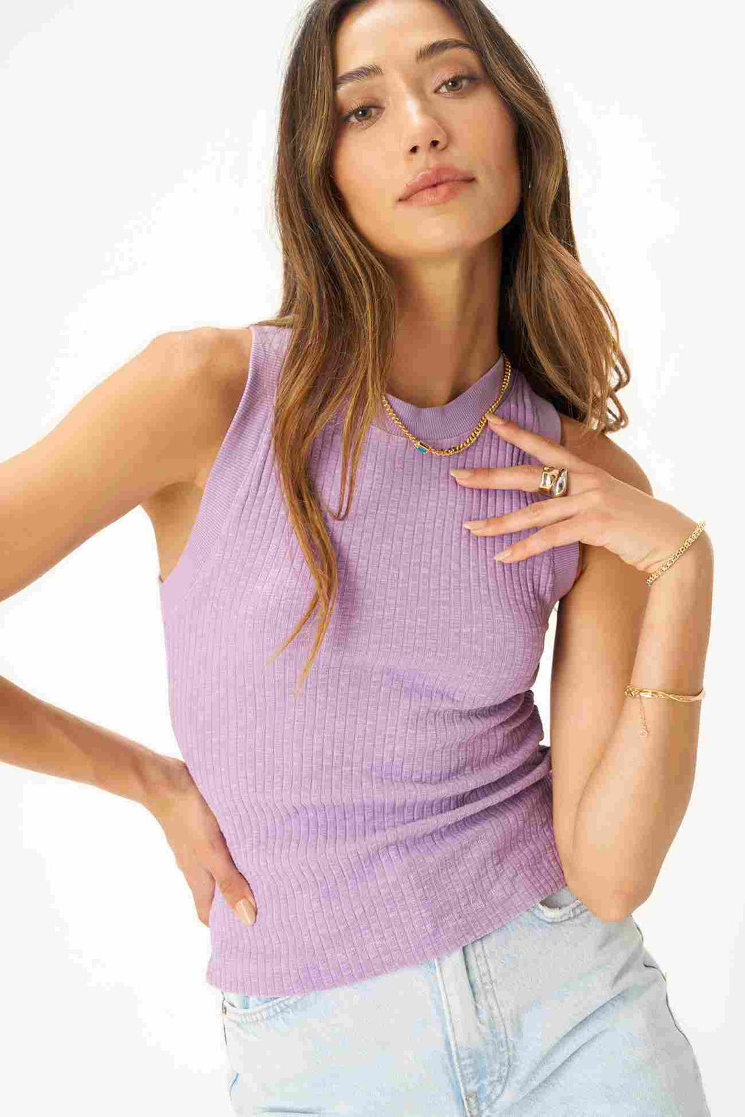PLAYER RACERBACK RIB TANK-BLOOMING LILAC - Kingfisher Road - Online Boutique