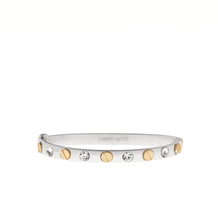 NAILHEAD GEMSTONE BANGLE-SILVER CRYSTAL - Kingfisher Road - Online Boutique