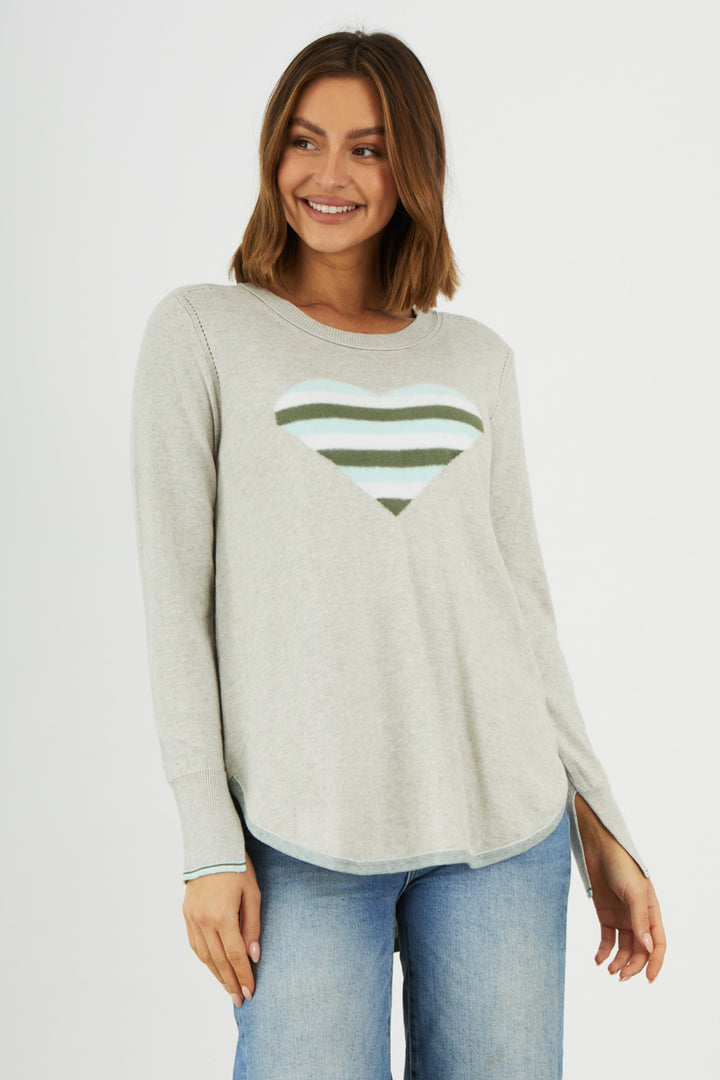GREY HEART SWEATER - Kingfisher Road - Online Boutique