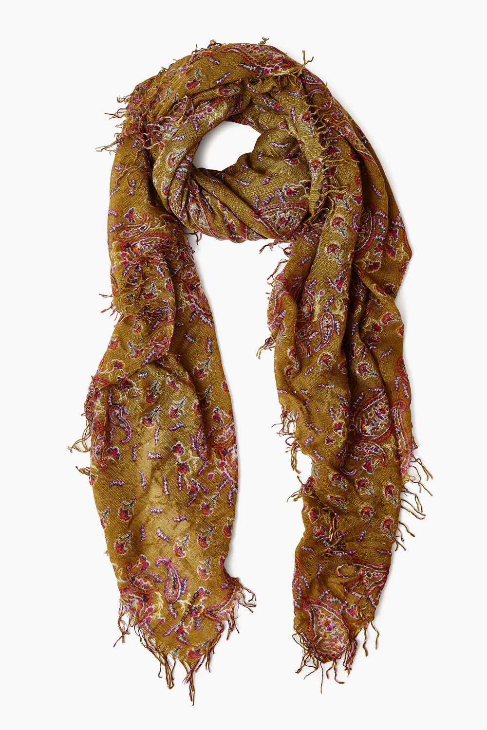 OLIVE PAISLEY CASHMERE SILK SCARF - Kingfisher Road - Online Boutique