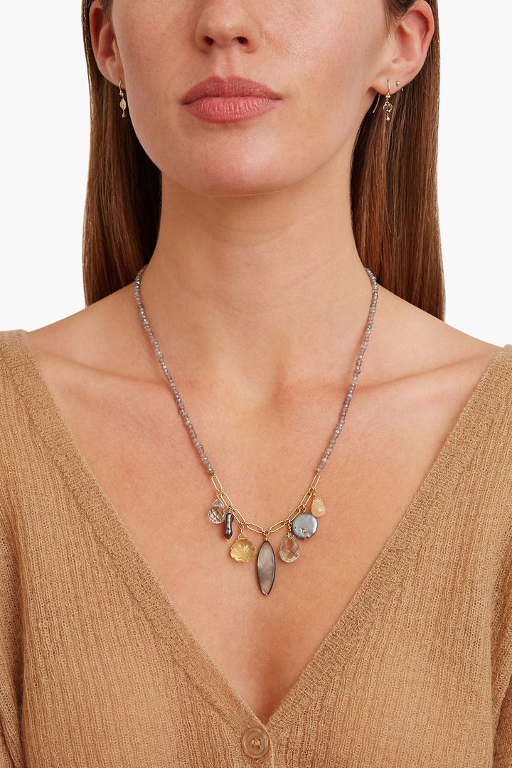 MYSTIC LABRADORITE MIX SUSPENDED STONE NECKLACE - Kingfisher Road - Online Boutique