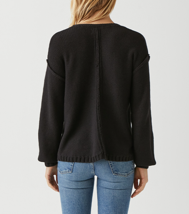 KENDRA RELAXED V-NECK SWEATER - BLACK - Kingfisher Road - Online Boutique