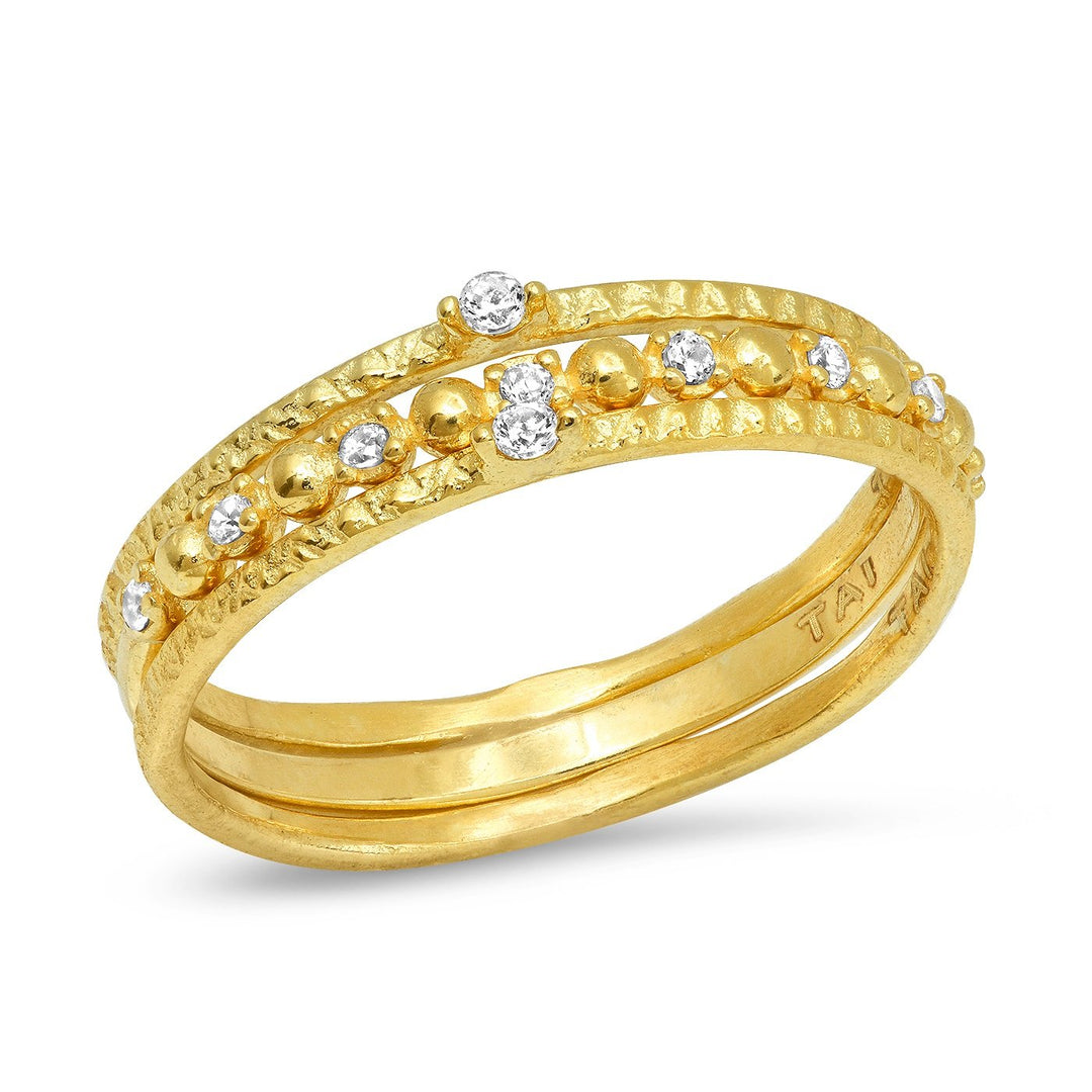 DELICATE GOLD CZ STACK RINGS/3 - Kingfisher Road - Online Boutique