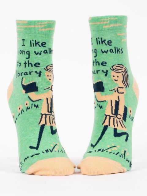 Long Walks To The Library Women's Ankle Socks - Kingfisher Road - Online Boutique