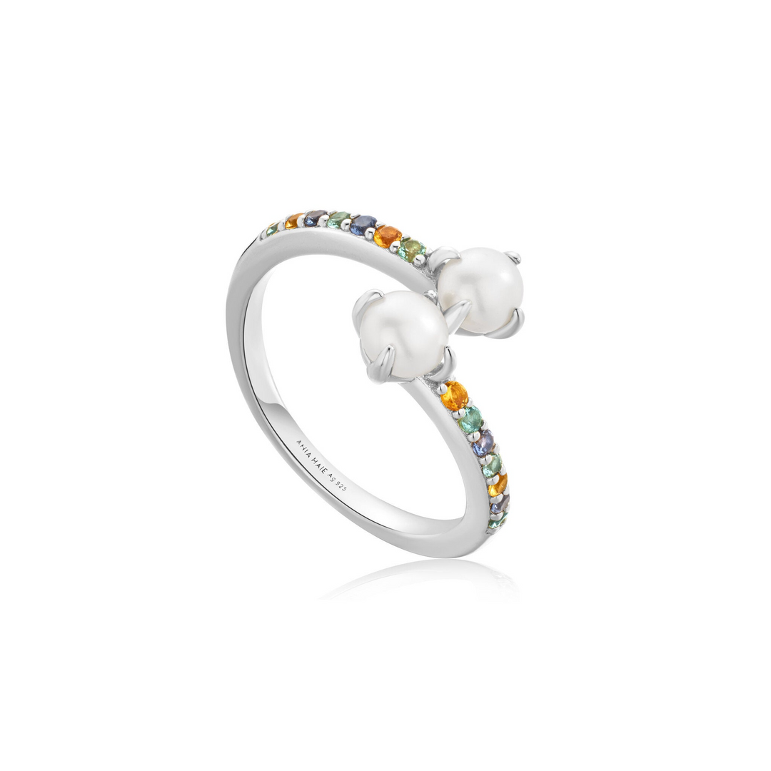 GEM PEARL WRAP RING-SILVER - Kingfisher Road - Online Boutique