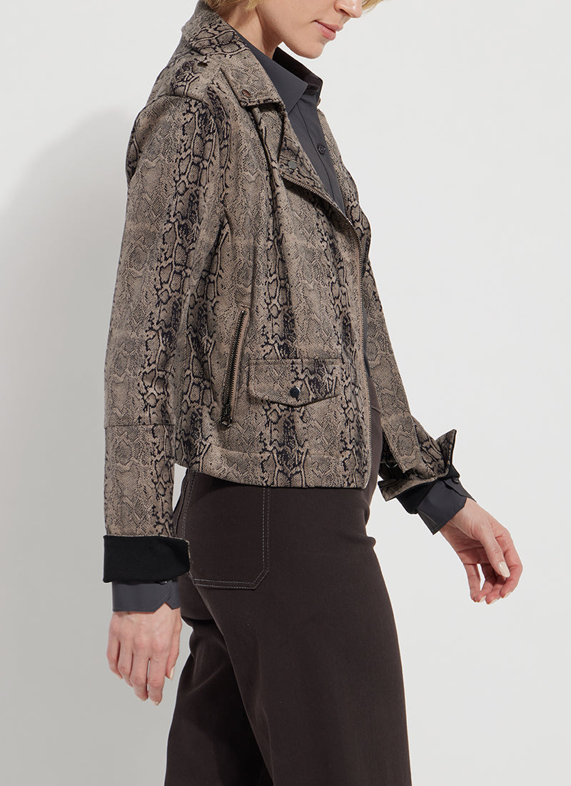 AMELIA MOTO JACKET - SMOKEY TAUPE SNAKE - Kingfisher Road - Online Boutique