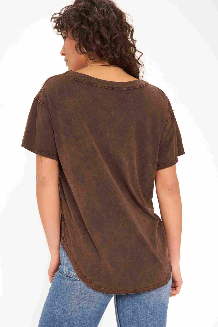 JADE SCOOP NECK WASHED TEE - MW RICH OAK - Kingfisher Road - Online Boutique